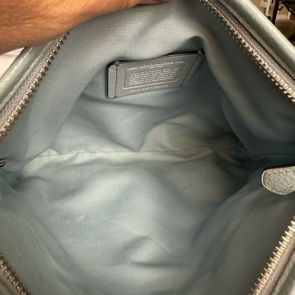 Coach Light Blue Leather Crossbody Bag Bundle w/ matching Coach Wallet - Picture 13 of 14
